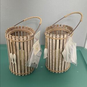 NWT Nantucket Home LED Flame Candle Lantern Set Of Two nautical beach fish